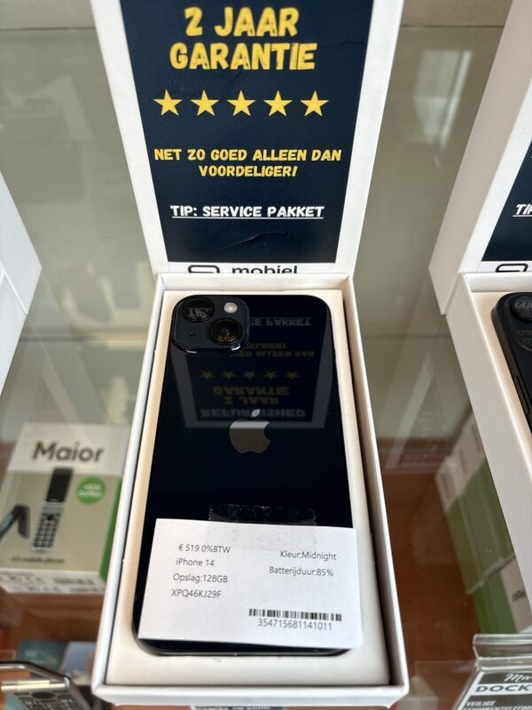 Refurbished iPhone 14 128GB Zwart - Image 2